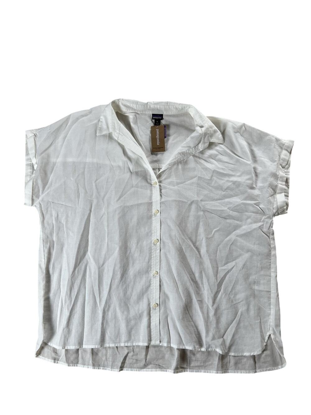 Patagonia Button-Up Womens XL White Collared Short Sleeve Lightweight Casual